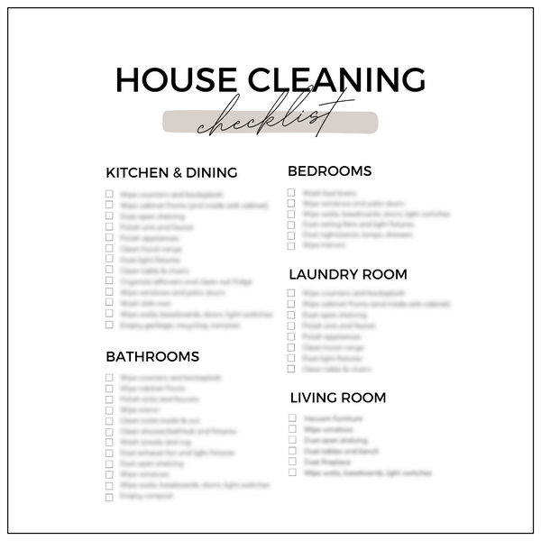 PRINTABLE HOUSE CLEANING CHECKLIST